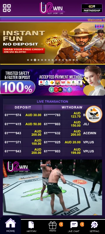 U2win Casino mobile browser platform